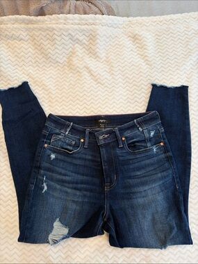 Dark Blue Distressed Skinny Jeans by edgely